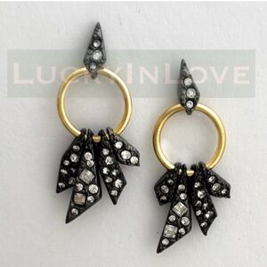 ALEXIS BITTAR • Crystal Origami Shards Post Door-knocker Stud Drop Earrings